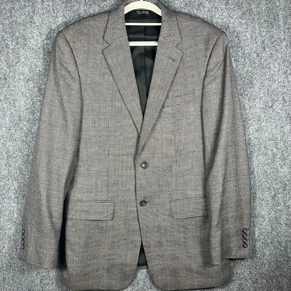 Jos. A. Bank Sport Coat Mens‎ 40L Gray Glen Plaid Traveler's Collection